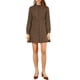 thumbnail image 1 of INSPIRE CHIC Vestido de Cuadros con Volantes y Cuello Mock, Botones, Mangas Largas, Talla XL, Marrón, 1 of 8