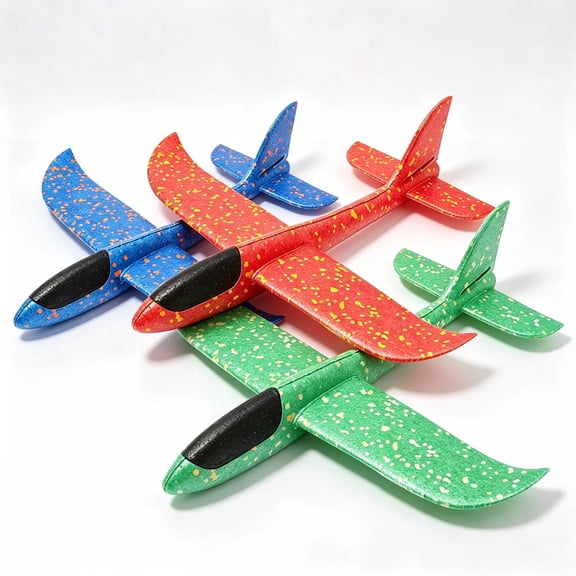 3-Pack 19" Large Throwing Foam Plane, 2 Flight Mode Glider Toys, Birthday Gifts for Boys Girls, Outdoor Sport Toys Party Favors