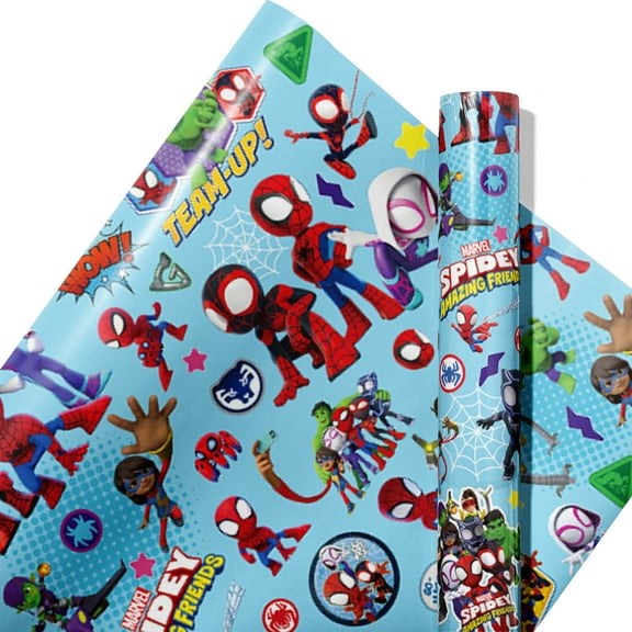 5Pcs Spidey & His Amazing Friends Kids Wrapping Paper Set ,27.8x20 Inch Each,Perfect for Birthdays, Holidays & Parties,Durable & Easy-Cut Paper