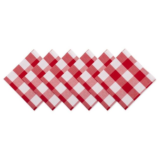 Design Imports CAMZ11239 Serviette à Carreaux en Buffle Rouge et Blanc - Lot de 6