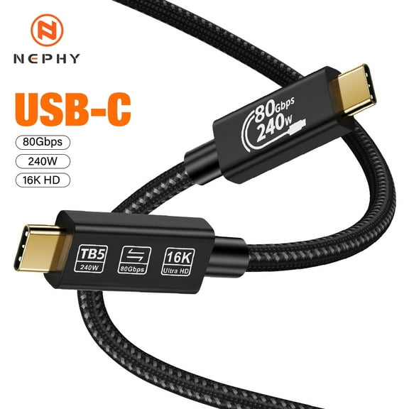 Thunderbolt 5 Full-function USB C Data Cable PD 240W Fast Charging 16K 60Hz Video Output 80Gbps Transmission