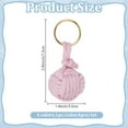 thumbnail image 2 of 4 Color Nautical Rope Keychain Cotton Ball Wooden Beads Wound with Cotton Thread Handmade Weaving Keychain with Golden Iron Keyring Pendant, 2 of 6