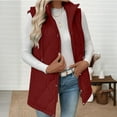 thumbnail image 3 of Nfurl Long Puffer Vest Women Fall Winter Full Zip Solid Color Quilted Outerwear Vests with Hood Loose Fit Going Out Sleeveless Jackets Wine M, 3 of 8