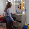 thumbnail image 4 of Ember Interiors Tammy Modern Large Greige Makeup Vanity Desk with Built-in Lights and Power Outlet, 4 of 12