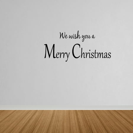 Merry Christmas Wishing Quotes Wall Decal Quote We Wish You A Merry Christmas Decor Holidays Wall Decor W99 ()