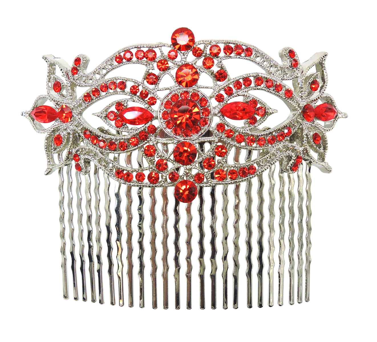 Rhinestone Crystal Huge Big Floral Hair Comb Hair Comb,Red