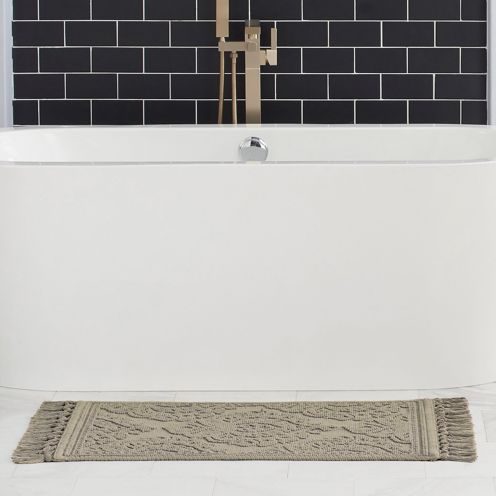 Jean Pierre Ricardo Cotton Fringe 2-Piece Bath Rug Set, Linen