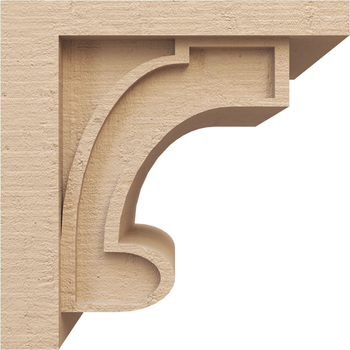 12"W x 12"D x 12"H Wide Alma Rough Cedar Woodgrain TimberThane Corbel, Primed Tan