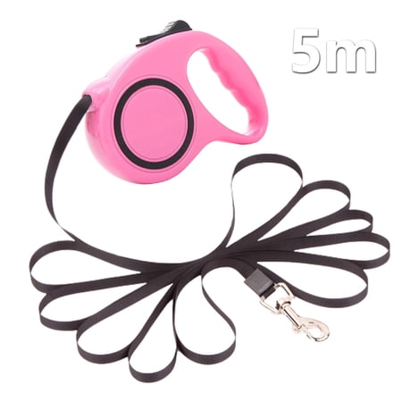 5m Dog Leash Retractable Dog Leash 16Ft one-handed lock System Durable Dog Walking Leash Anti-slip Design Handle Suits for Large Dogs or Cats(Pink)