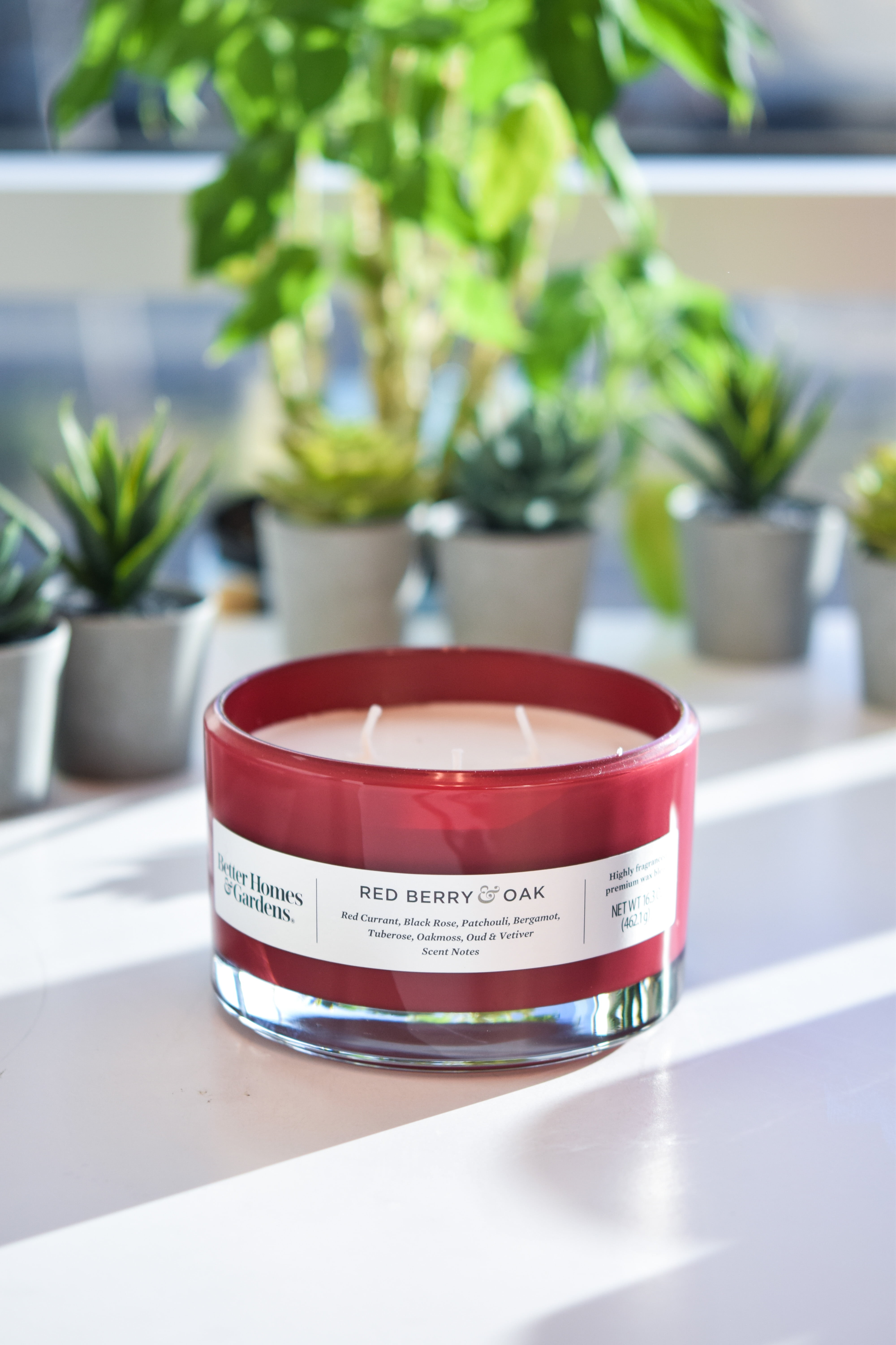 Better Homes & Gardens 16oz Red Berry & Oak Scented 3-wick Dish Candle
