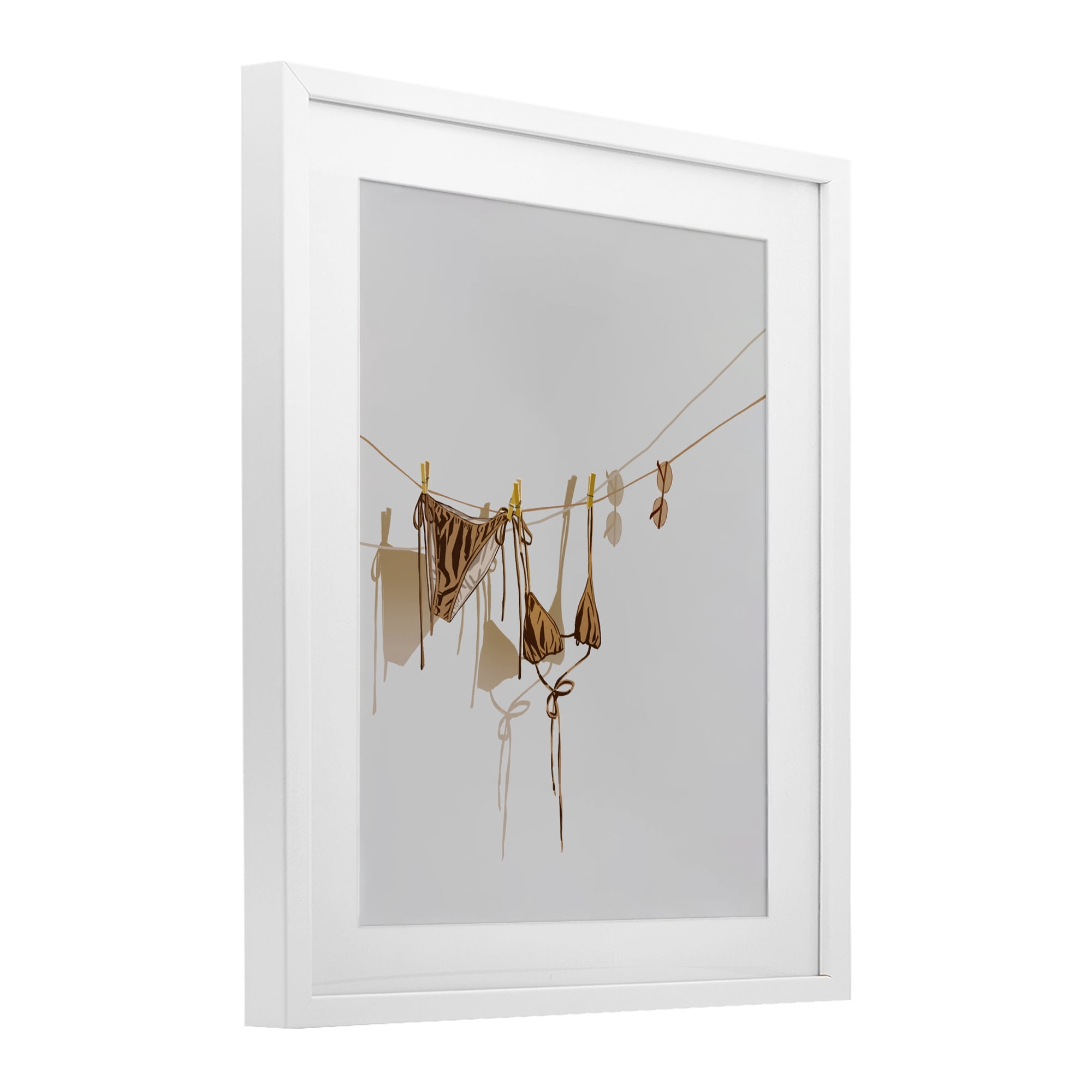Stupell Industries Sunlit Bikini on Clothesline White Framed Print Under Glass, design by Ziwei Li