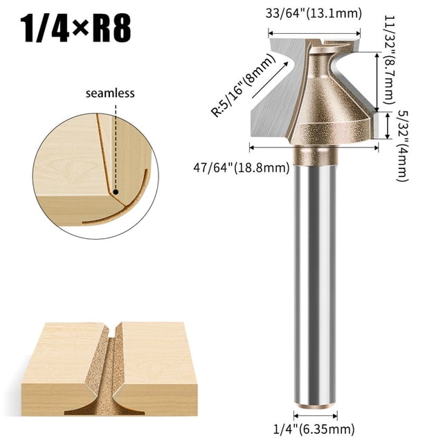Gold Router Bit for Smooth Router Bits Seamless router integrated drill bit - 1/4inch shank