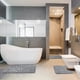 thumbnail image 5 of Set of 3 Bathroom Bath Mat Set Soft Non Slip 2PCS Cobblestone Mat Bathroom Rug Absorbent Shower Carpets Toilet Lid Cover Floor My Lux Decor Round, 5 of 31