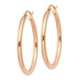 thumbnail image 2 of Primal Gold 14 Karat Rose Gold 2.5mm Lightweight Tube Hoop Earrings, 2 of 5
