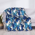 thumbnail image 3 of Naloa Blue and White Butterflies Flannel Blankets - Thick and Warm Blanket for Winter, Soft Fuzzy Plush King Blanket for All Seasons80"x60", 3 of 6