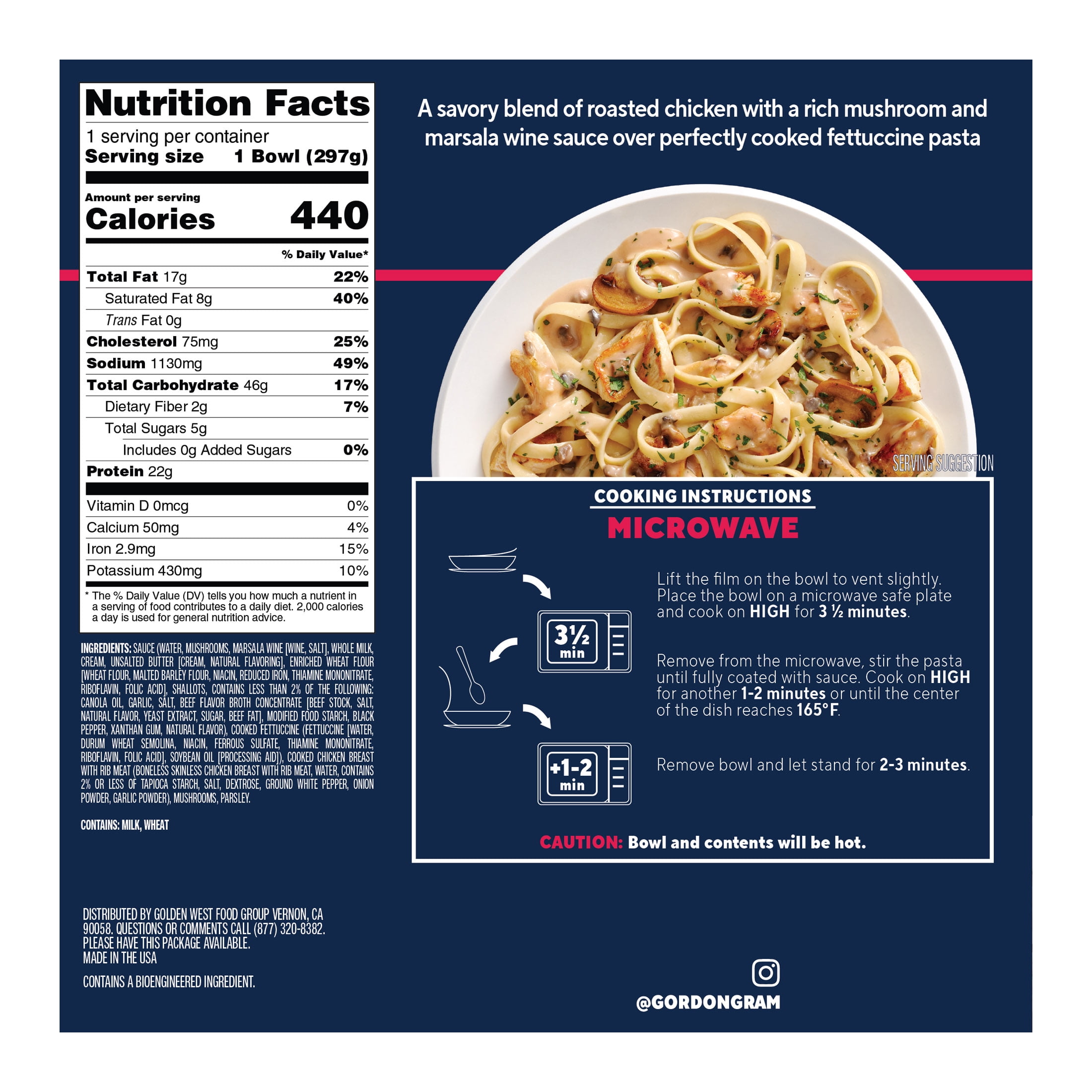 By Chef Ramsay Chicken Marsala Pasta with Roasted Chicken and Fettuccine, 10.51 oz (Frozen)