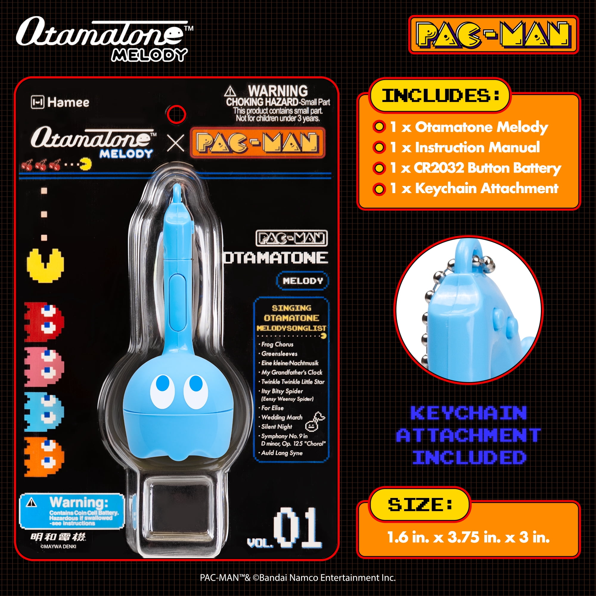 Otamatone Melody Original PAC-MAN Electronic Portable Music Toy Player Synthesizer from Japan by Maywa Denki Officially Licensed Merchandise with English Instructions Keychain Accessory - Inky