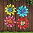 thumbnail image 4 of Metal Wall Art for Living Room, Bedroom Wall Decor and Art, 12 In, Boho Floral Sculptures, Outdoor Fence Accents, Multicolor, 4 Pc, 4 of 6