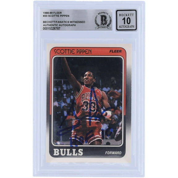 Scottie Pippen Chicago Bulls Autographed 1988-89 Fleer #20 Beckett Fanatics Witnessed Authenticated 10 Rookie Card with "HOF 2010" Inscription - Fanatics Authentic Certified