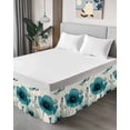 thumbnail image 4 of Watercolor Blue Flowers Bed Skirt King Size 16" Drop Butterfly Leaf Retro Pastoral Style Ruffled Wrap Around Bed Skirts Adjustable Elastic Bedskirt Dust Ruffle for King Size Bed, 4 of 7