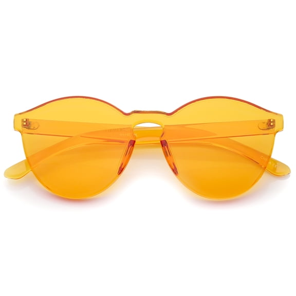 sunglassLA Unisex One Piece PC Lens Rimless Ultra-Bold Colorful Mono Block Sunglasses (Orange) - 60mm