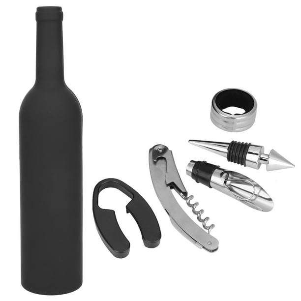 Tire-bouchon Ouvre-Bouteille Accessoires Cadeau Lot de 5 - Anneau Goutte à  Goutte, Coupe-Feuille, Verseur de Vin et Bouchon pour les Amateurs de Vin  Noir 