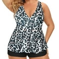 thumbnail image 3 of ASFGIMUJ Women's Plus Size Separate Swimsuit Printed Swimsuit Big Skirt Swimsuit Solid Color Swimsuit Hot Spring Separate Swimsuit, 3 of 4