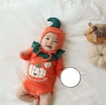 thumbnail image 5 of LIJCC Infant Girls Boy Neutral Outfits 2 Pcs Halloween Pumpkin Romper Jumpsuit Winter Baby Outfit My 1st Halloween Clothes Funny Long Sleeve Bodysuit with Hat, 5 of 9
