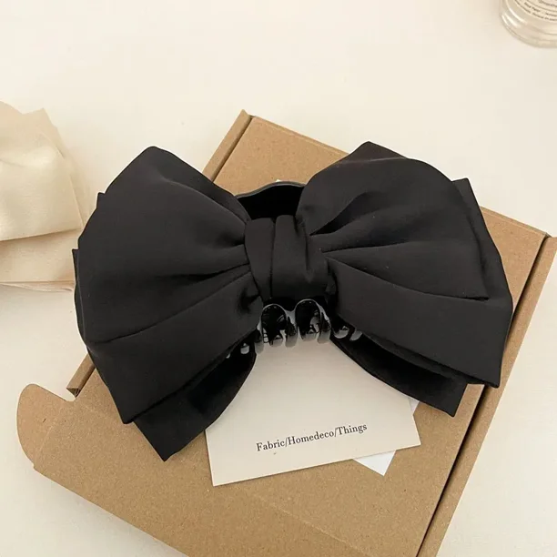 2025 Elegantes pinzas para el pelo con lazo para mujer, pinzas para el pelo de tiburón de satén de doble cara, horquillas con lazo sólido, accesorios para el cabello