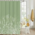 thumbnail image 4 of Fabric Shower Curtain, White Flowers Butterfly Plants Hand Drawing Sage Green Bathroom Curtain with 12 Hooks Waterproof No Bad Odor Machine Washable Bath Curtains for Bathroom, Spa Room, 66"x72", 4 of 6