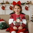 thumbnail image 3 of Xixirimido Cartoon Bear Christmas Theme Print Toddler Girls Sweatshirt Crewneck Pullover Long Sleeve Tops Blouse Graphic Sweater T-Shirt Fall Winter Clothes Ruffle Shoulder, for 5-6Y, 3 of 7