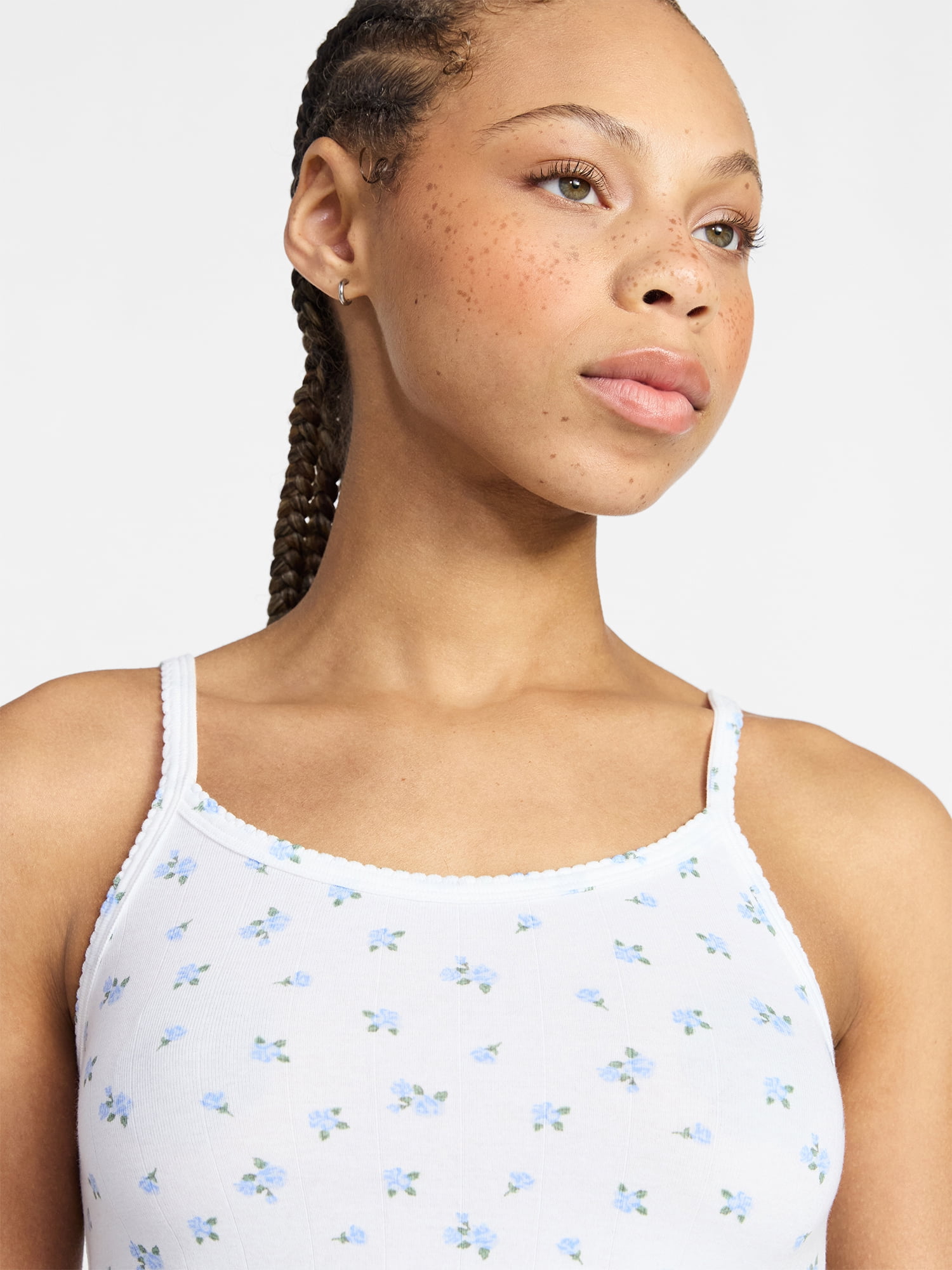 No Boundaries Cotton Stretch Drop Needle Strappy Tank Top, Women's