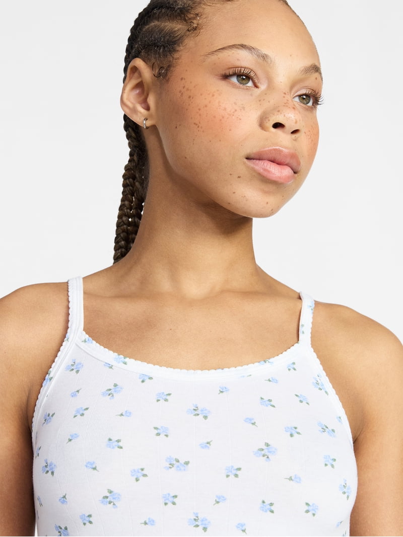 No Boundaries Cotton Stretch Drop Needle Strappy Tank Top, Women's