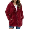 thumbnail image 1 of Winter Coats for Womens Plus Size Fleece Jacket Long Sleeve Hooded Cardigan Sweatshirts Open Front Lapel Outerwears, 1 of 5