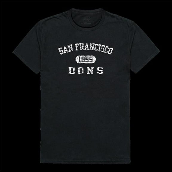 San Francisco State University Dons Distressed Arch College T-Shirt, Black - Medium