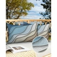 thumbnail image 3 of Modern Abstract Wave Lines Outdoor Pillow Covers Set of 2,Decorative Waterproof Throw Pillow Case,Ombre Blue White Brown Color Block Cotton Linen Soft Cozy Cushion Pillowcases, 3 of 7