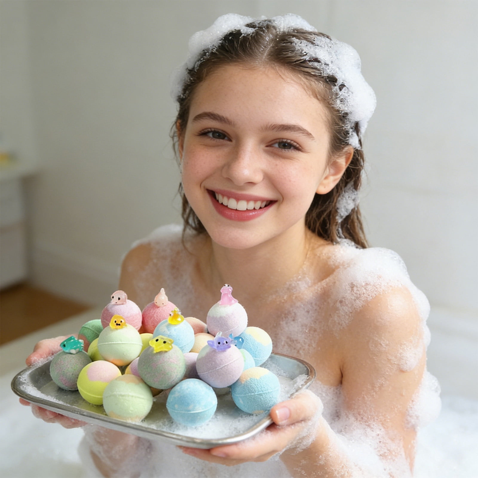 Bath Bomb for Kids with Surprise Inside, 24 Pcs Bath Bomb, Easter Gifts for Kids, Easter Basket Stuffers, Bubbles for Kids, Bath Toys for Kids