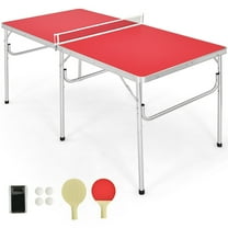 Barara King 60 Inch Portable Tennis Ping Pong Folding Table with Accessories-Red