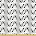thumbnail image 1 of Geometric Fabric by the Yard Upholstery, Repetitive Pattern of Ornamental Curved Stripes on Plain Background, Decorative Fabric for DIY and Home Accents, White and Charcoal Grey by Ambesonne, 1 of 5