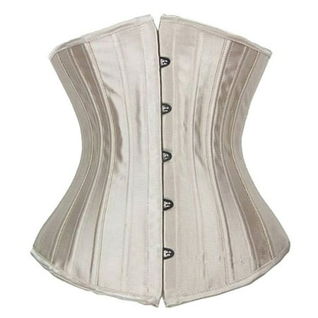 MISS MOLY Womens Fashion Sexy Body Shaper Underbust Corset Satin Vintage Waist Training Plus Size Beige XL