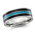 thumbnail image 1 of Mens Titanium Black Star Sandstone Inlay with Turquoise Band Ring (8mm), 1 of 4