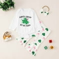 thumbnail image 2 of Toddler Girl Outfits St. Patrick'S Day Kids Long Sleeve Crew Neck Rainbow Print Bodysuit Pants And Headband 3 Piece Set Light Gray 6 Months-12 Months, 2 of 7