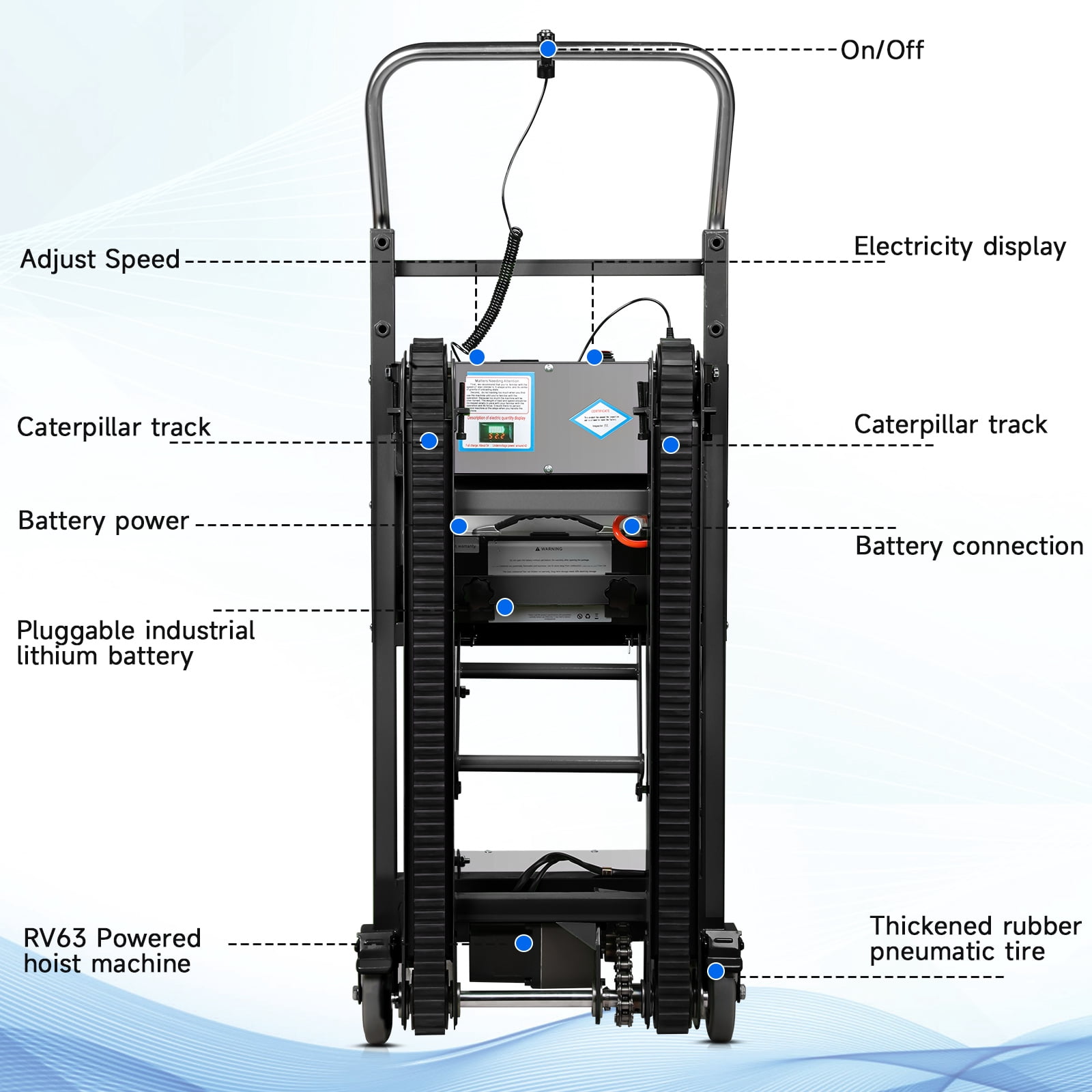 Vakiorn Electric Stair Climbing Hand Truck 900 LBS Capacity Heavy Duty Stair Climber with 3 Ropes for Furniture Logistics Style 1