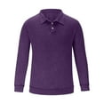 thumbnail image 4 of Ecqkame Mens Summer Casual Shirts Fashion Long Sleeve Button Classic Solid Color Shirts Basic Turndown Collar Work Golf Shirts 01-Purple XXL, 4 of 6