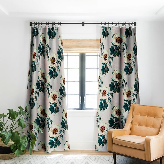 Society6 Marta Barragan Camarasa Flowery Blooming Geometric Blackout Curtain Single Panel Pink Modern 50" x 84"