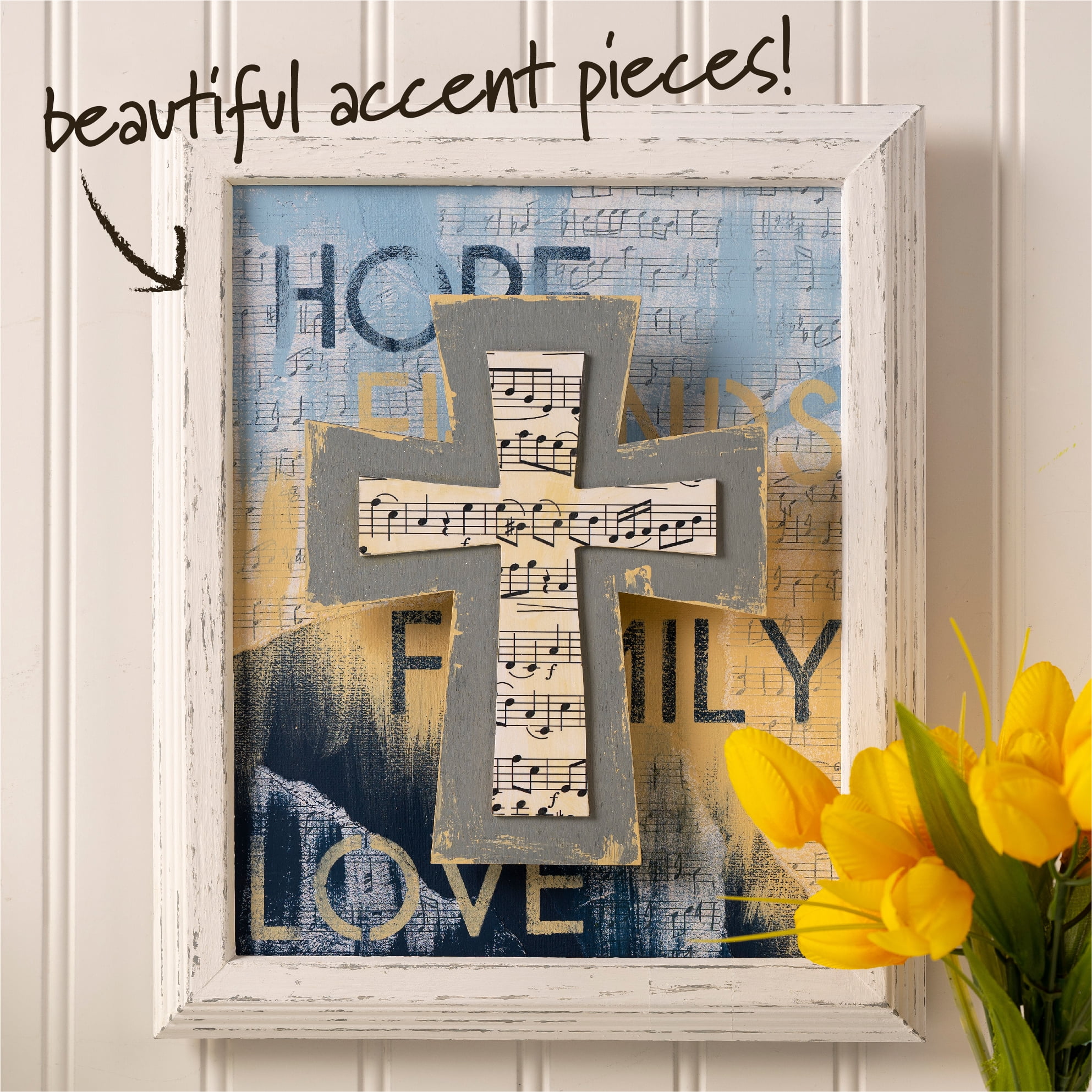 (2 pack) Plaid Surfaces Layered Wood Shape, Cross