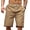 01-Dark Khaki, variant on Men's Linen Casual Classic Fit Short Drawstring Summer Beach Shorts