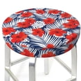 thumbnail image 3 of Bingfone Leaves And Flowers Padded Round Bar Stool Cover Cushion with Elastic Fabric Round Chair Seat - Leaves And Flowers, 3 of 7