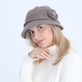 thumbnail image 4 of YooGuoGuo Wool Knit Bucket Hat for Women Vintage Elegant Floral Cloche Fleece Lined Warm Winter Caps for Cold Weather Gift, 4 of 7