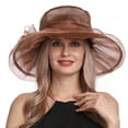 thumbnail image 4 of Women's Organza Flower Brim Derby Hat Church Dress Hat Bridal Shower Sun Hat, 4 of 7